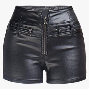 Black Faux Leather Shorts